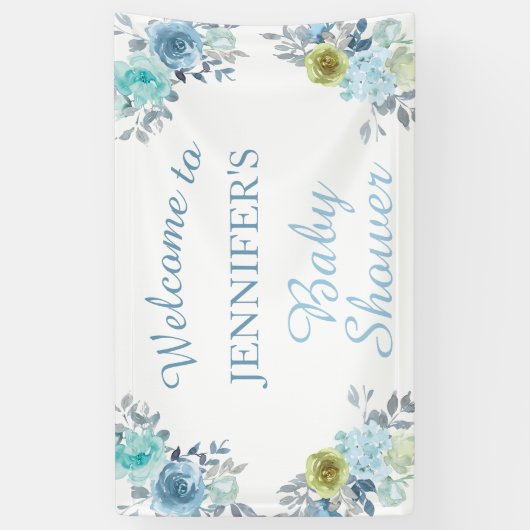  Blauwe Floral Het is een Baby shower van de Jonge Spandoek (Verticaal)