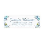  Blauwe Floral Het is een Baby shower van een jong Etiket (Voorkant)