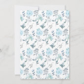 Blauwe Floral Het is een Baby shower van een jong Kaart (Achterkant)