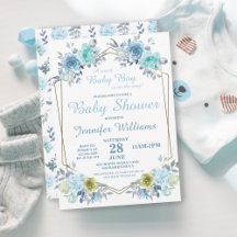  Blauwe Floral Het is een Baby shower van een jong