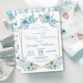  Blauwe Floral Het is een Baby shower van een jong Kaart
