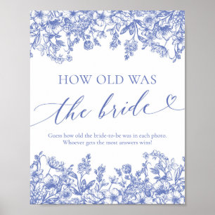 Blauwe Floral Hoe oud was het logo van de Bride Sh Poster