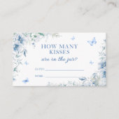 Blauwe Floral hoeveel kisses er spelen Informatiekaartje (Voorkant)