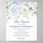 Blauwe Floral Hydrangea Botanische Bloom Time Caps Poster (Voorkant)