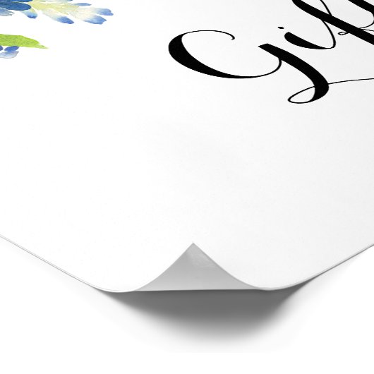 Blauwe Floral Hydrangea Cadeaubord Poster (Hoek)