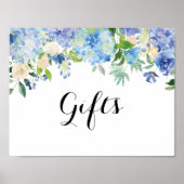 Blauwe Floral Hydrangea Cadeaubord Poster (Voorkant)