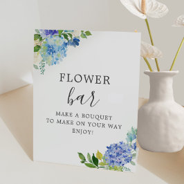 Blauwe Floral Hydrangea Flower Bar Reclamebord Met Voetstuk