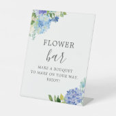 Blauwe Floral Hydrangea Flower Bar Reclamebord Met Voetstuk (Voorkant)