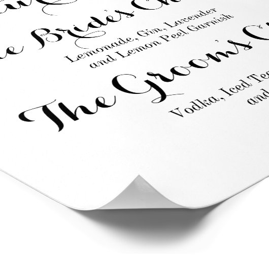 Blauwe Floral Hydrangea Handtekening Drink Poster (Hoek)