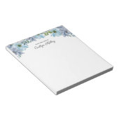 Blauwe Floral II van het bureau van, gepersonalise Notitieblok (Schuin)
