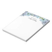 Blauwe Floral II van het bureau van, gepersonalise Notitieblok (Linkerzijde)