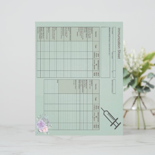 Blauwe Floral Immunisation Records-Horizontal (Staand voorkant)