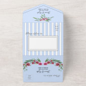 Blauwe Floral in één bruiloft Noviet geen ENV Req All In One Uitnodiging (Buitenkant)