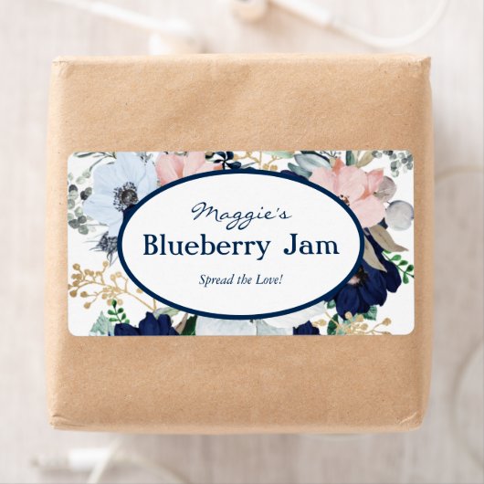 Blauwe Floral Jar Labels (Insitu)