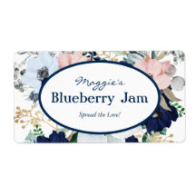 Blauwe Floral Jar Labels