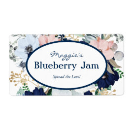 Blauwe Floral Jar Labels