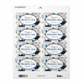 Blauwe Floral Jar Labels (Full Sheet)