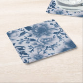 Blauwe Floral Kartonnen Onderzetters (Schuin)