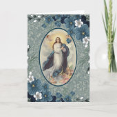 Blauwe Floral | Katholiek | Maagmoeder Mary Kaart (Voorkant)