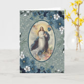 Blauwe Floral | Katholiek | Maagmoeder Mary Kaart (Gele Bloem)