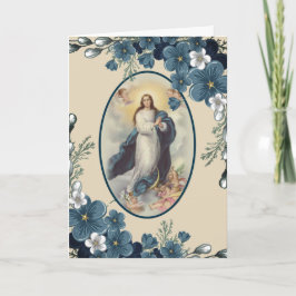 Blauwe Floral | Katholiek | Maagmoeder Mary Kaart