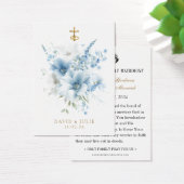 Blauwe Floral katholieke bruiloft Kaart (Bureau)