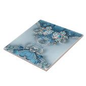 Blauwe Floral Keramische Tegel Tegeltje (Zijkant)