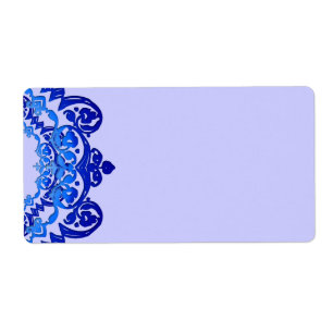 Blauwe Floral  Kunst Blank Grote Etiketten