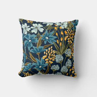 Blauwe Floral Kussen