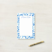  Blauwe Floral laat Modern Aangepast Post-it® Notes (Op bureau)