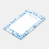  Blauwe Floral laat Modern Aangepast Post-it® Notes (Schuin)