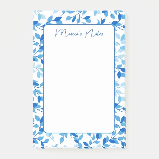  Blauwe Floral laat Modern Aangepast Post-it® Notes (Voorkant)