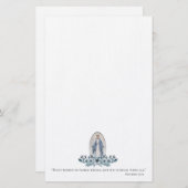 Blauwe Floral | Lady of Grace | Maagd Mary | Briefpapier (Voorkant / Achterkant)