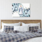 Blauwe Floral | Lady of Grace | Maagd Mary | Lace Canvas Afdruk (Insitu (Slaapkamer))