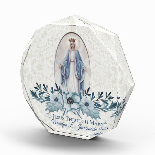 Blauwe Floral | Lady of Grace | Maagd Mary | Lace Fotoblokken (Rechts)