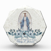 Blauwe Floral | Lady of Grace | Maagd Mary | Lace Fotoblokken (Voorkant)