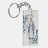 Blauwe Floral | Lady of Grace | Maagd Mary | Lace Sleutelhanger (Voorkant Links)