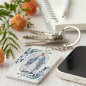 Blauwe Floral | Lady of Grace | Maagd Mary | Lace Sleutelhanger (Voorkant Rechts)