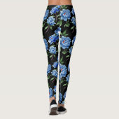 Blauwe Floral Leggings voor vrouwen (Achterkant)
