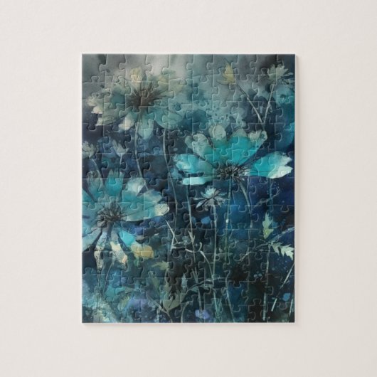 Blauwe Floral Legpuzzel (Verticaal)
