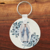 Blauwe Floral |Madonna | Maagd Mary | Lace Sleutelhanger (Voorkant)