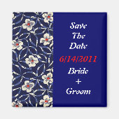 Blauwe Floral Magneet (Voorkant)