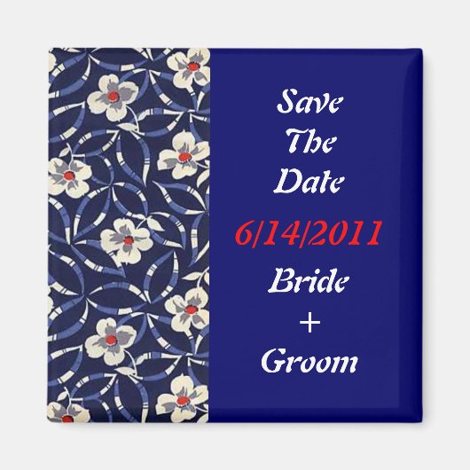 Blauwe Floral Magneet (Voorkant)