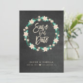 Blauwe Floral met de waarschuwing Datum Save The Date (Staand voorkant)