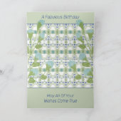 Blauwe Floral met groen Kaart (Binnen)