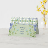 Blauwe Floral met groen Kaart (Gele Bloem)
