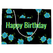 Blauwe Floral met zwart Groot Cadeauzakje (Achterkant)