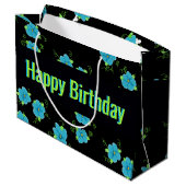 Blauwe Floral met zwart Groot Cadeauzakje (Achterkant Gekanteld)