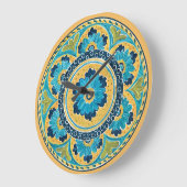 Blauwe Floral Mexicaanse Tegel Grote Klok (Hoek)