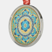 Blauwe Floral Mexicaanse Tegel Metalen Ornament (Links)
